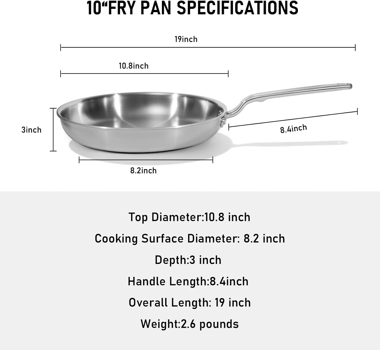 10 Inch Stainless Steel Frying Pan - Image 4
